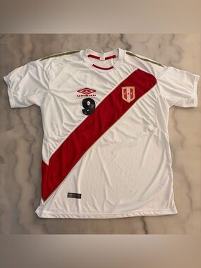 Umbro White and Red Men's Soccer Jersey with Diagonal Sash